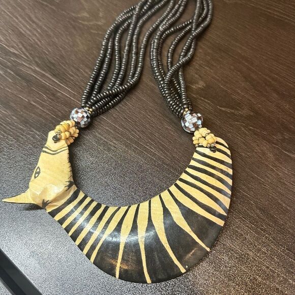 Statement zebra bib-style necklace and two sets of earrings bundle!! - Picture 3 of 16